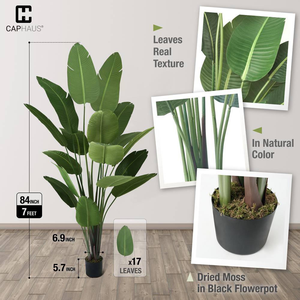 7 ft Green Plastic Bird of Paradise Potted Floor Plant