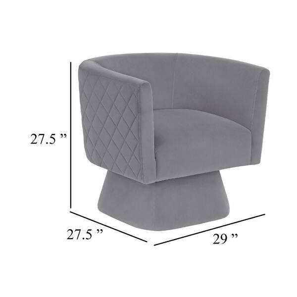 Benjara Cabe Gray Velvet Accent Arm Chair with Diamond Stitch Back
