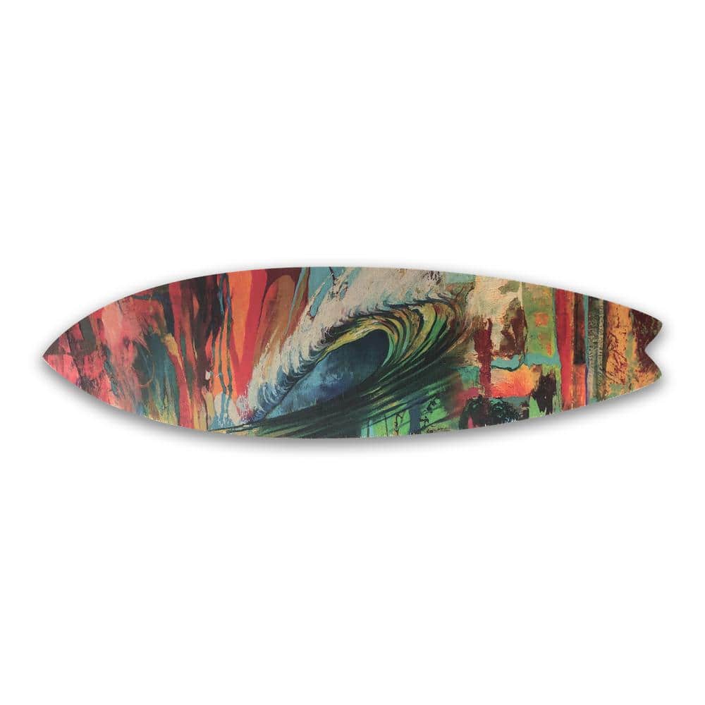 Water and Color Wooden Surfboard Decorative Sign by Colossal Images 13x47 i