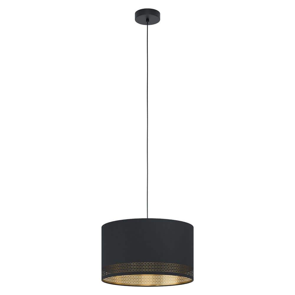 Esteperra Modern Black Drum Pendant Light with Gold Lining