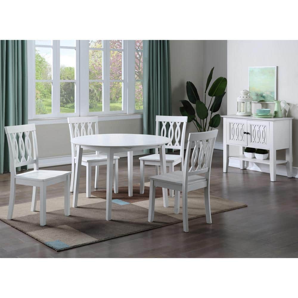 Naples White Wood High Back Side Chair Set