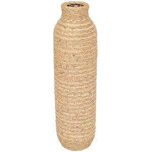 32 in. Brown Handmade Slim Woven Tall Seagrass Decorative Vase