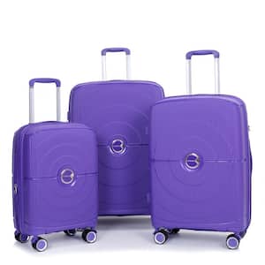 3-Piece Purple Spinner Wheels, Rolling, Lockable Handle and Light Weight Expandable Luggage Set