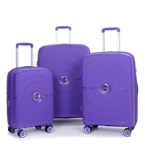 grossag 3-Piece Purple Spinner Wheels, Rolling, Lockable Handle and Light Weight Expandable Luggage Set