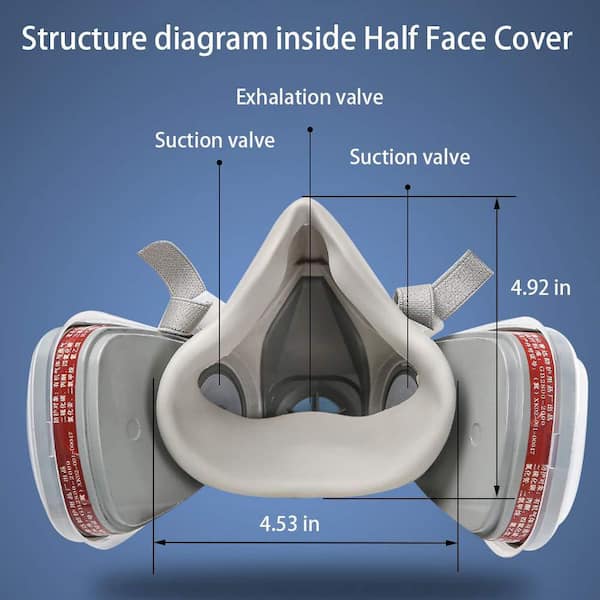 Respirator Reusable Half Face Cover Gas Mask with Safety Glasses for Painting, Welding and Other Work Protection