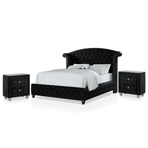 Furniture of America Nesika 3-Piece Black King Bedroom Set