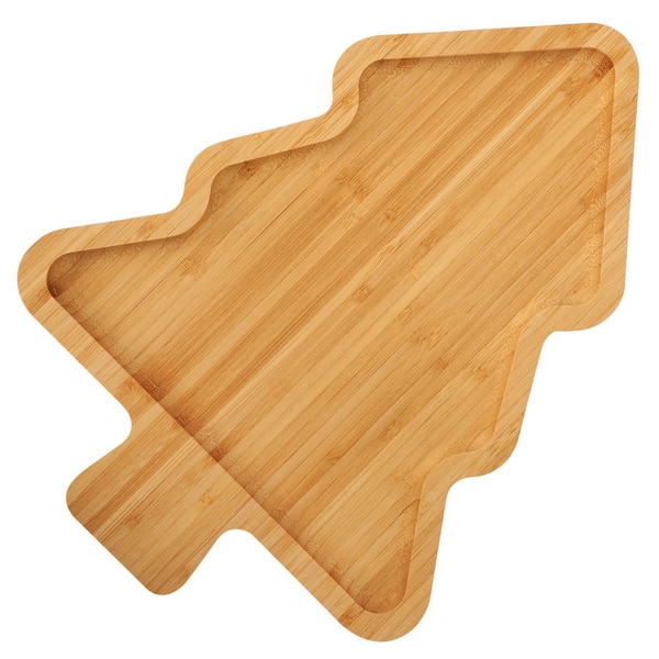 8.7 in. W x 0.6 in. H x 11.8 in. D Brown Bamboo Christmas Serving Tray for Party Cookie Fruit Tray Cheese Board Plate
