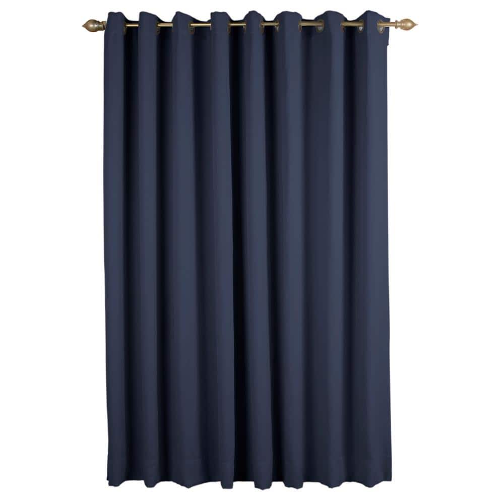 Blue Polyester Blackout Grommet Patio Panel with Wand