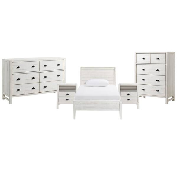 Alaterre Furniture Windsor 5-Piece White Bedroom Set with Panel