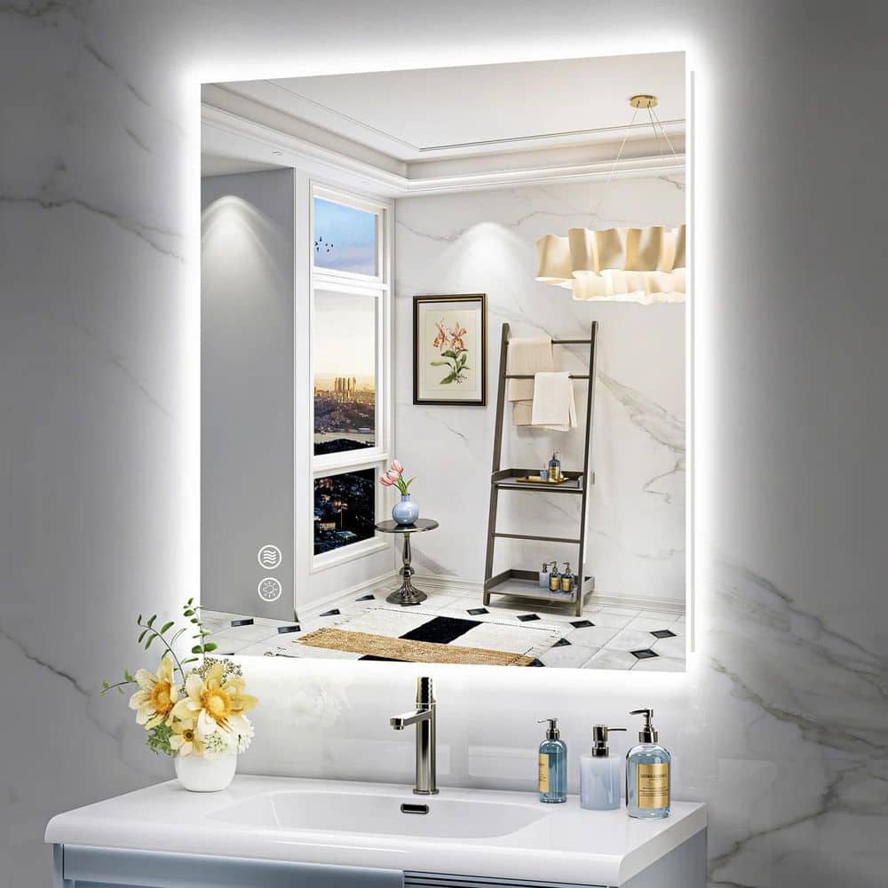 28 in. W x 32 in. H Rectangular Frameless Super Bright Backlited LED Anti-Fog Tempered Glass Wall Bathroom Vanity Mirror price history on PriceWatchPro