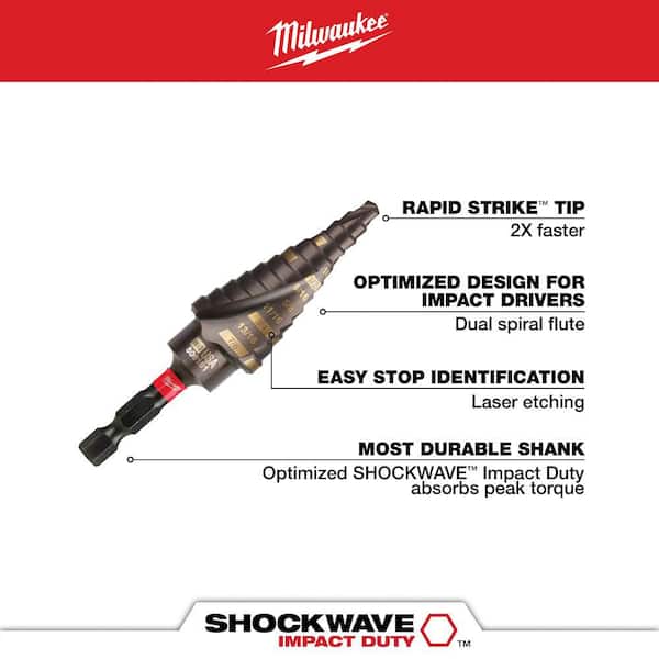 Milwaukee SHOCKWAVE Impact-Duty Titanium Step Bit Set (8-Piece) 48