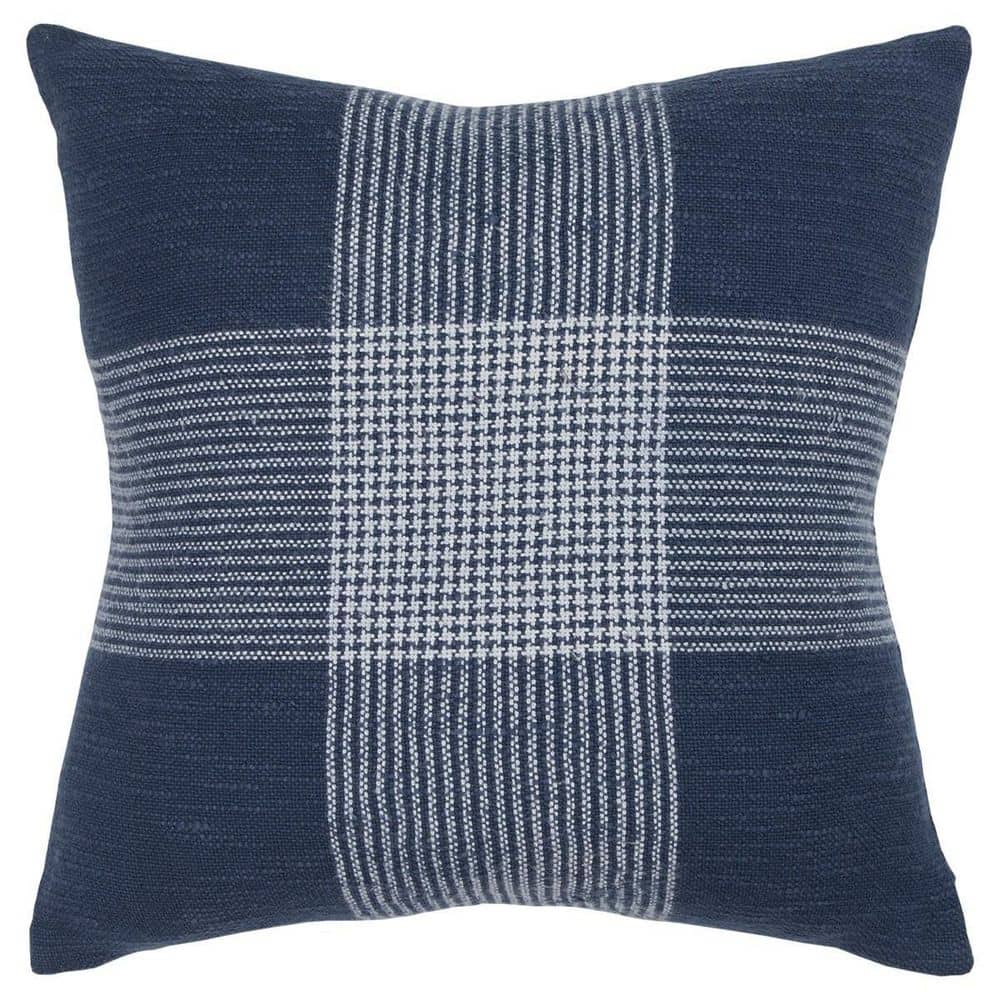 Indigo Solid Polyester 20 in. x 20 in. Throw Pillow