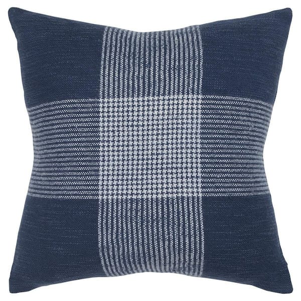 HomeRoots Indigo Solid Polyester 20 in. x 20 in. Throw Pillow