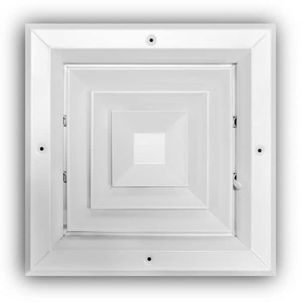 Everbilt 8 in. x 8 in. 4-Way Aluminum Square Ceiling Diffuser in White