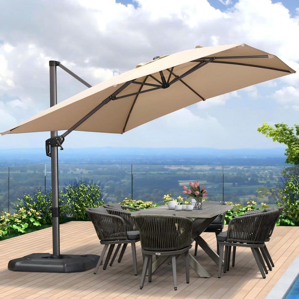 flavin 9 patio cantilever umbrella PURPLE LEAF Outdoor 9' x 9' Square Double Top, Grey Enjoy your outdoor activities without worrying about the weather with the PURPLE LEAF Suspension Bias Umbrella PURPLE LEAF 9 ft White