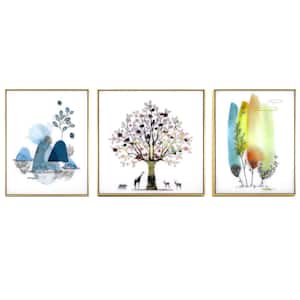 "Romantic Nature" Glass Framed Wall Decorate Art Print (3 pcs) 32 in. x 32 in.