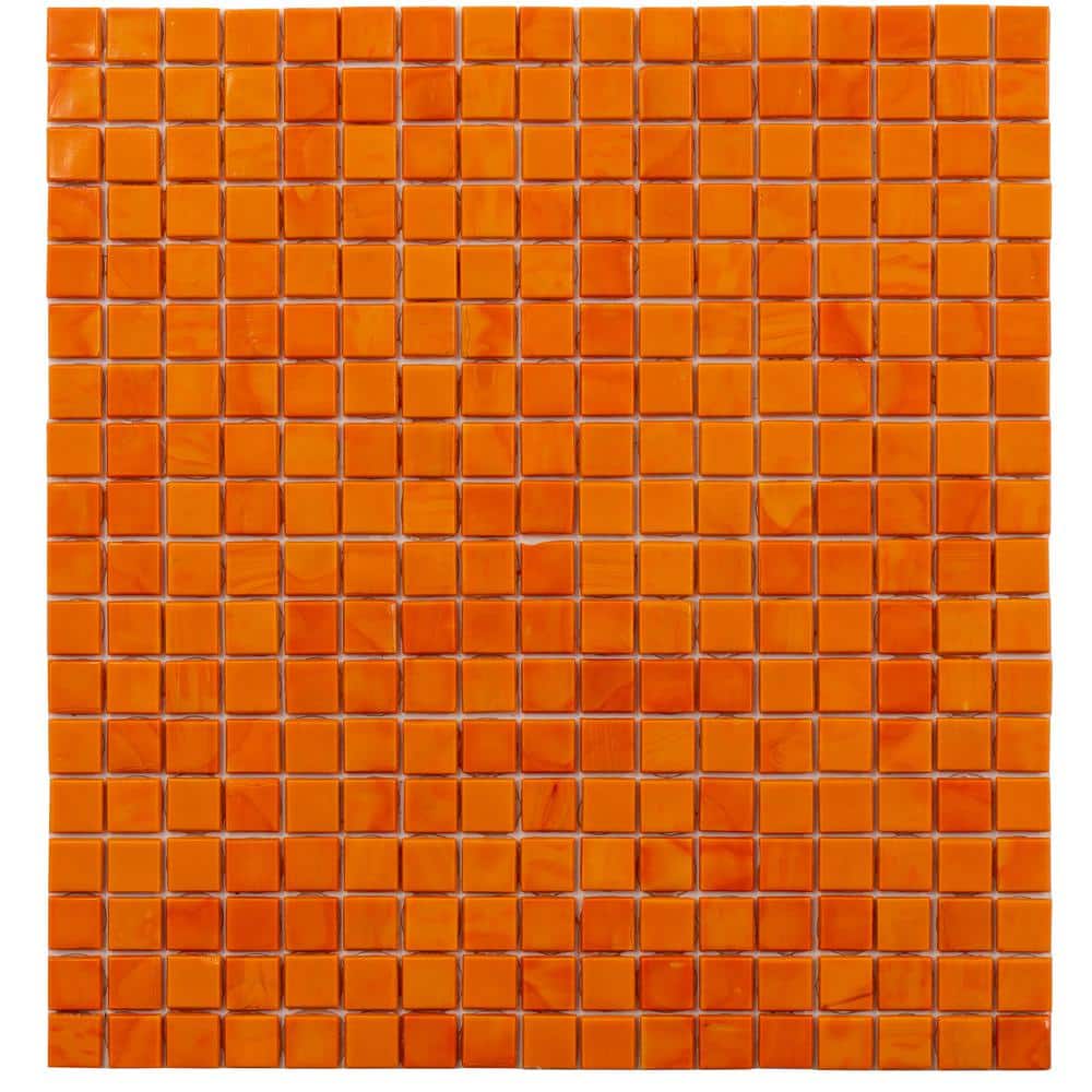 Skosh 11.6" x 11.6" Glossy Orange Glass Mosaic Tile