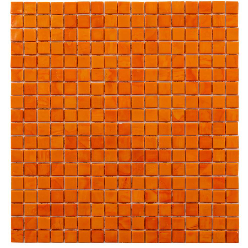 Skosh 11.6" x 11.6" Glossy Orange Glass Mosaic Tile