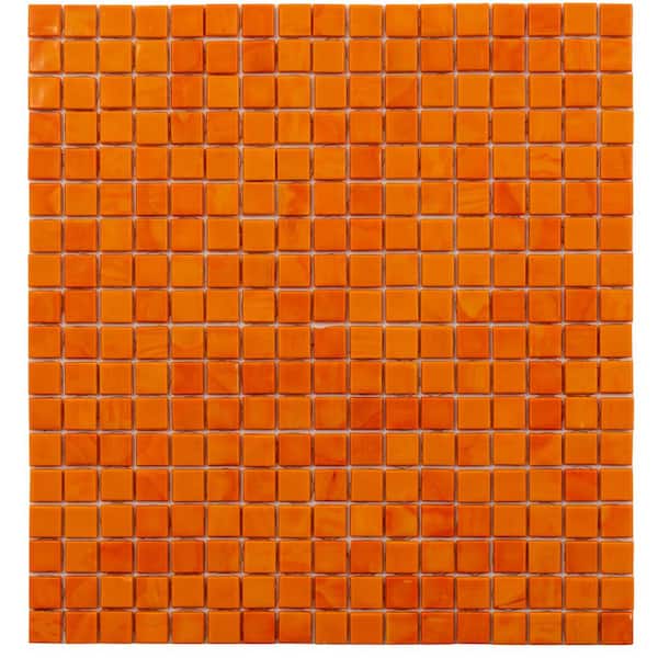 Skosh Glossy Red-Orange 11.6 in. x 11.6 in. Glass Mosaic Wall and Floor Tile (18.69 sq. ft./case) (20-pack)