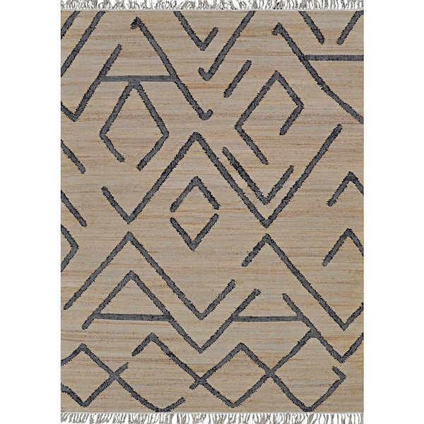 Cosmoros Himba Jute Natural 8 x 10 ft. Abstract Bohemian Area Rug