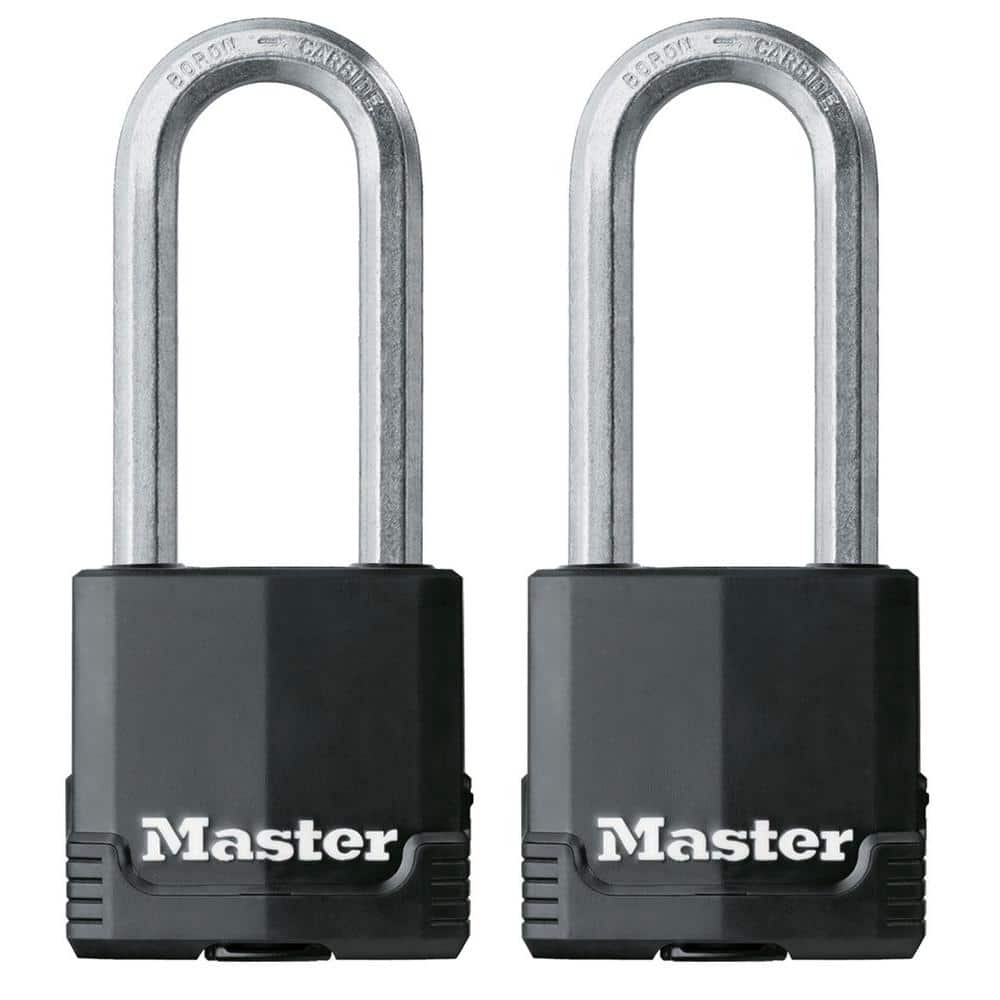 Master Lock Heavy Duty Outdoor Padlock with Key, 2-1/8 in. Wide, 2-1/2 in.  Shackle, 2 Pack M515XTLJHCSEC - The Home Depot