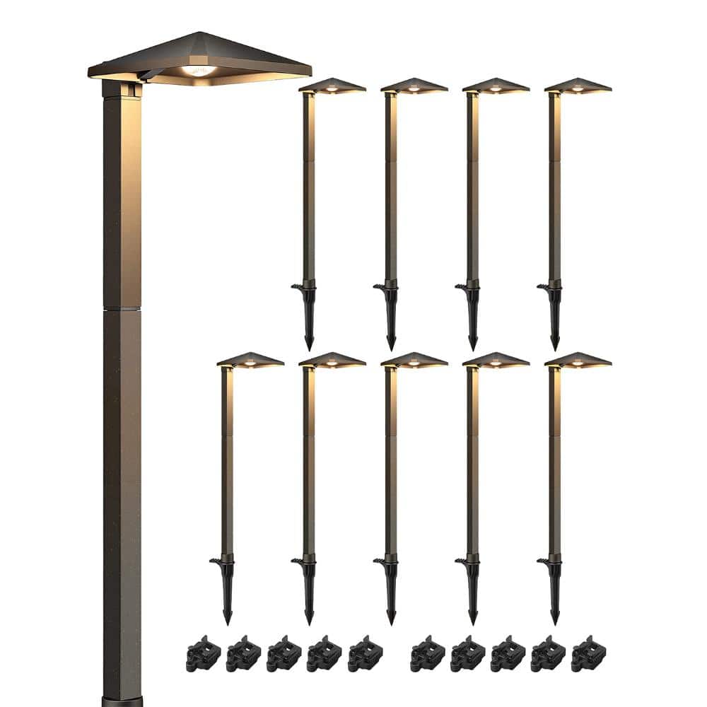 Extra-Tall Anti-Glare 230 Lumen Low Voltage Bronze Integrated LED Outdoor Landscape Path Light (10-Pack) price history on PriceWatchPro
