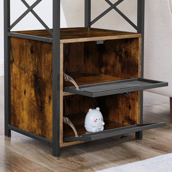 VECELO 2-Pieces Brown NightStand & End Side Table w/ Storage