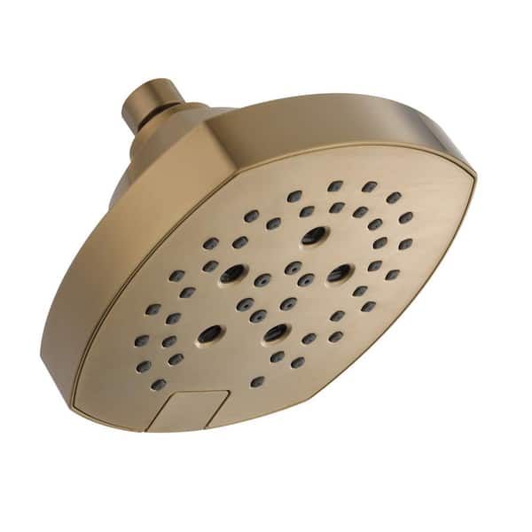 Delta Stryke Gold 5-Spray Patterns 6 in. Wall Mount Fixed Shower Head with H2Okinetic Technology in Lumicoat Champagne Bronze