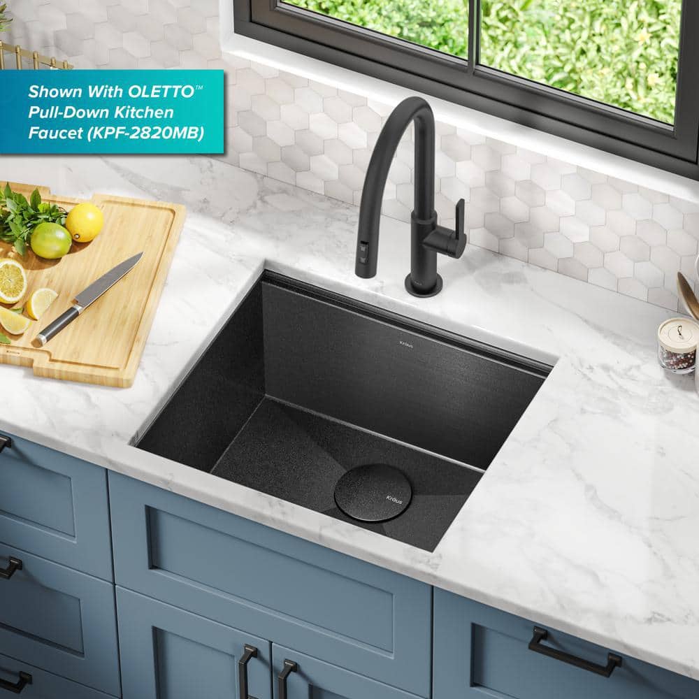 Kore 21" Black Stainless Steel Single Bowl Undermount Kitchen Sink