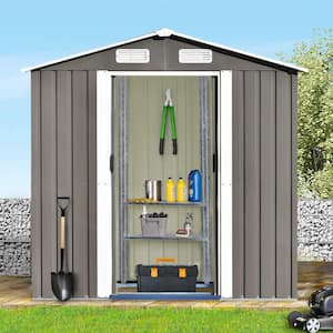 6 ft. W x 4 ft. D Gray Metal Bike Shed & Outdoor Storage Shed with Sliding Door(23.4 sq. ft.) Tool Shed for Garden Lawn