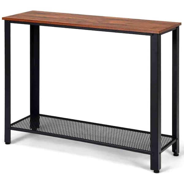 Costway 31 in. Black with Storage Shelf Console Side Table Metal Frame Entryway Table
