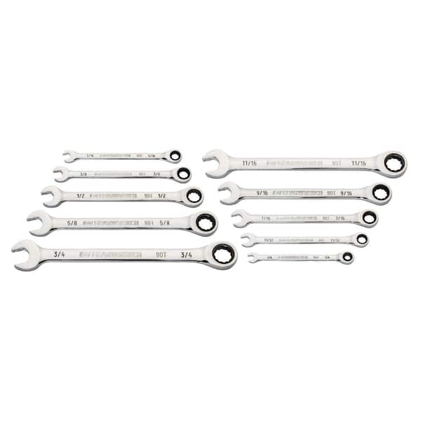 GEARWRENCH SAE 90-Tooth Combination Ratcheting Wrench Tool Set (10-Piece)