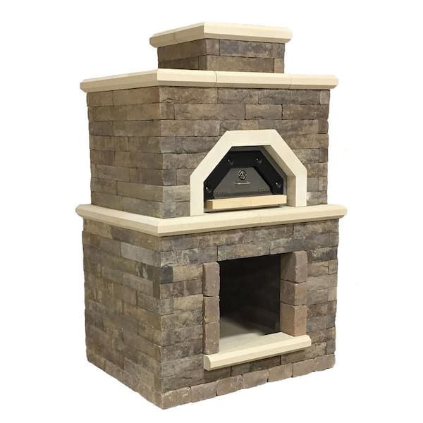 Oldcastle Avondale 54.5 in. x 44 in. x 94.5 in. Sienna Concrete Outdoor Wood Fired Pizza Oven