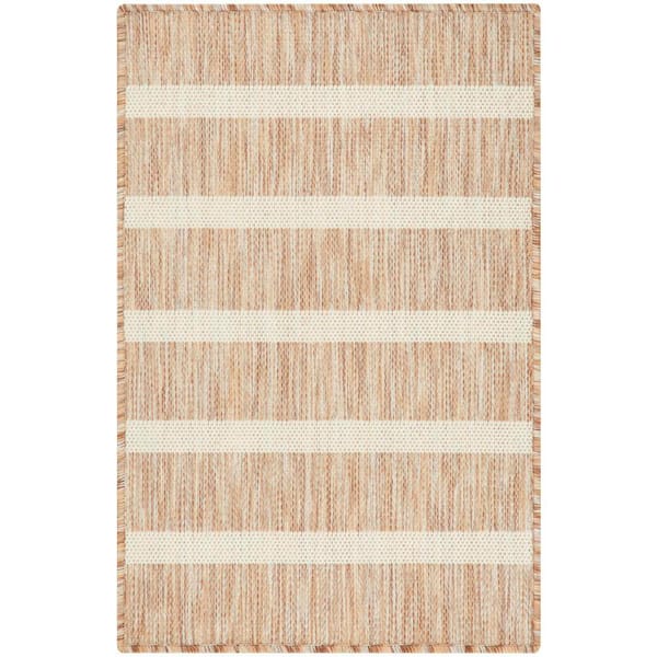 Positano Beige Ivory 2 ft. x 3 ft. Stripes Contemporary Area Rug
