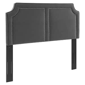 Cynthia Performance 39in Velvet Twin Headboard in Charcoal