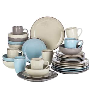 Navia Nature Multi-colors 32-Piece Stoneware Dinnerware Sets with Dinner Plate, Dessert Plate, Bowl, Mug (Service for 8)