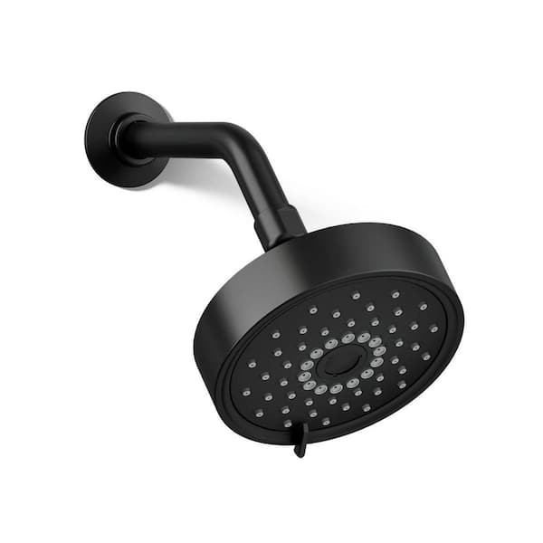 KOHLER Purist 3-Spray Patterns with 2.5 GPM 5.5 in. Wall Mount Fixed Shower Head in Matte Black