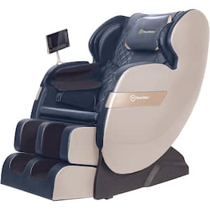 Favor-03 ADV Blue Massage Chair has Dual-Core S Track, Zero Gravity, LCD Remote, Bluetooth,LED Light