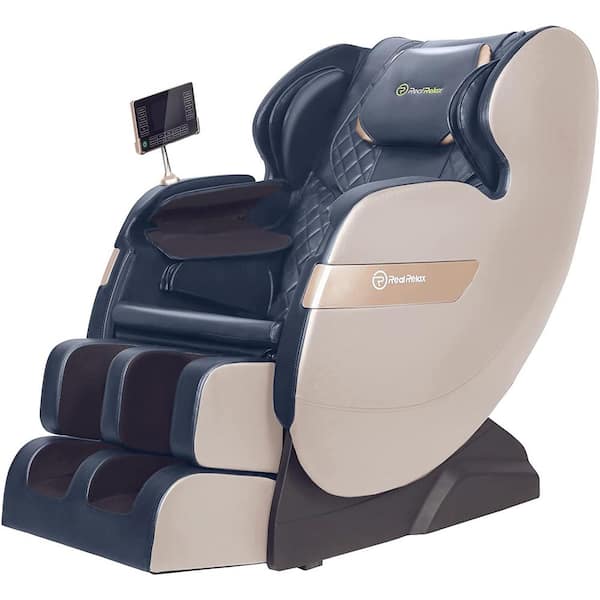REAL RELAX Favor-03 ADV Blue Massage Chair has Dual-Core S Track, Zero Gravity, LCD Remote, Bluetooth,LED Light