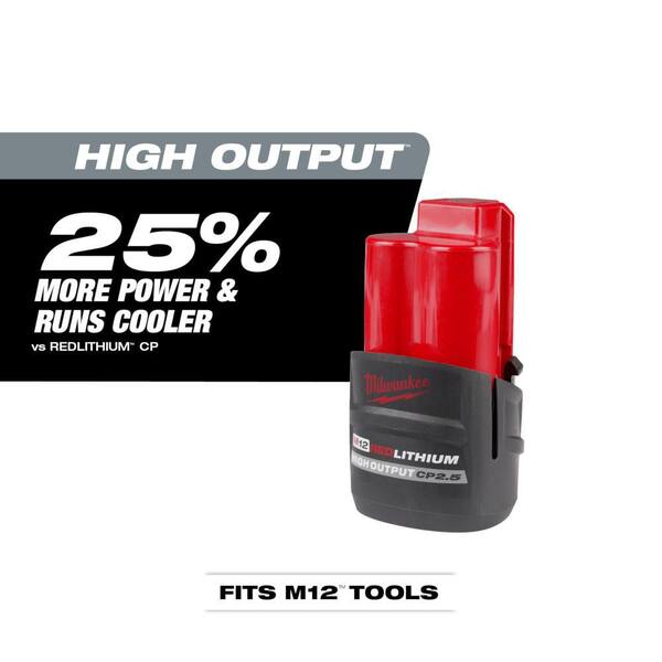 Milwaukee M12 23GA Pin Nailer with M12 10 OZ Caulk Gun (Bare Tool) and M12 High Output 2.5 AH Battery