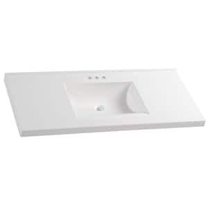 49 in. W x 22 in. D Cultured Marble White Rectangular Single Sink Vanity Top in White