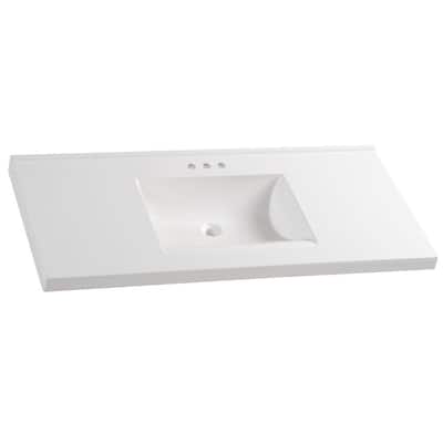 49 in. W x 22 in. D Cultured Marble Vanity Top in White with White Sink