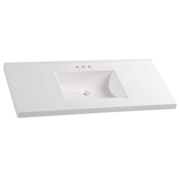 Glacier Bay 49 in. W x 22 in. D Cultured Marble Vanity Top in White with White Sink