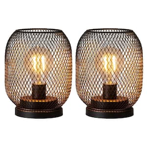 Egg Shape Metal Cage Cordless Lamps with LED Bulb for Outdoor Decor (2-Pack)