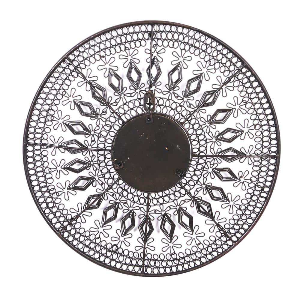 Set of Three Black and Natural Metal Circle Wall Sculptures