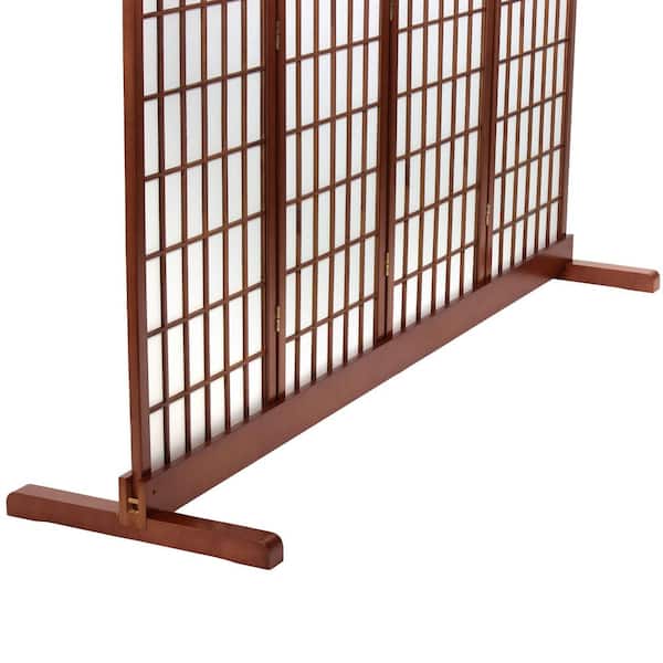 Walnut 4-Panel Room Divider Stand