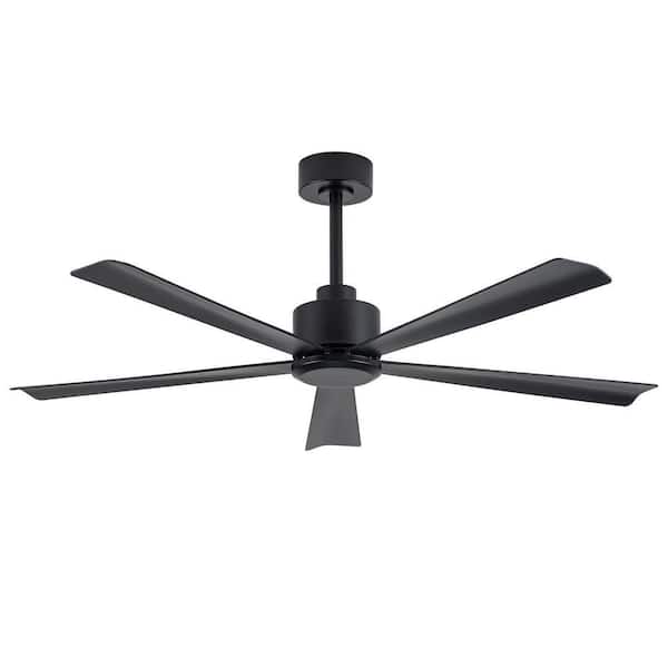 52 in. Indoor Black Modern Downrod Mount Ceiling Fans with Remote Included for Porches and Covered Patios No Light