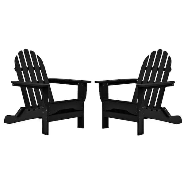 DUROGREEN Icon Black Recycled Plastic Adirondack Chair (2-Pack)
