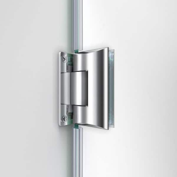 Unidoor Plus 48 in. W x 34-3/8 in. D x 72 in. H Frameless Hinged Shower  Enclosure in Brushed Nickel