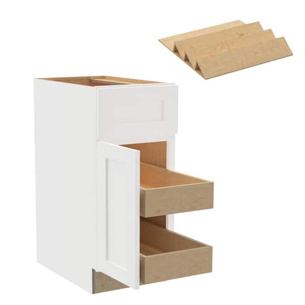 Home Decorators Collection Newport 15 in. W x 24 in. D x 34.5 in. H Assembled Plywood Base Kitchen Cabinet in Pacific White with 2ROT Spice LH